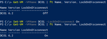 Set-VM -LockOnDisconnect On